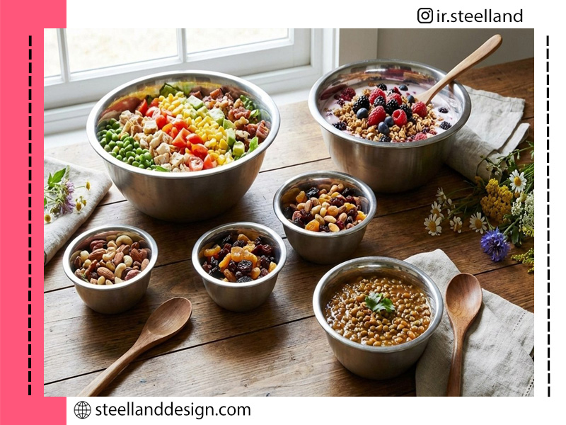 پیاله استیل برای سرو میوه،غذا و تنقلات