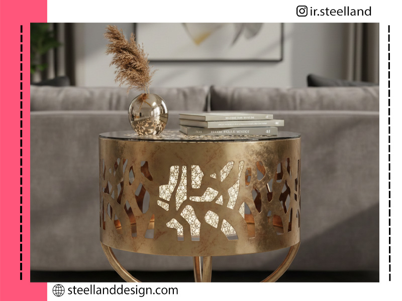 میز عسلی فلزی طرح دار